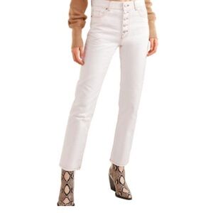 JOSEPH Button Fly Jeans in White with Contrast Stitching Size 30